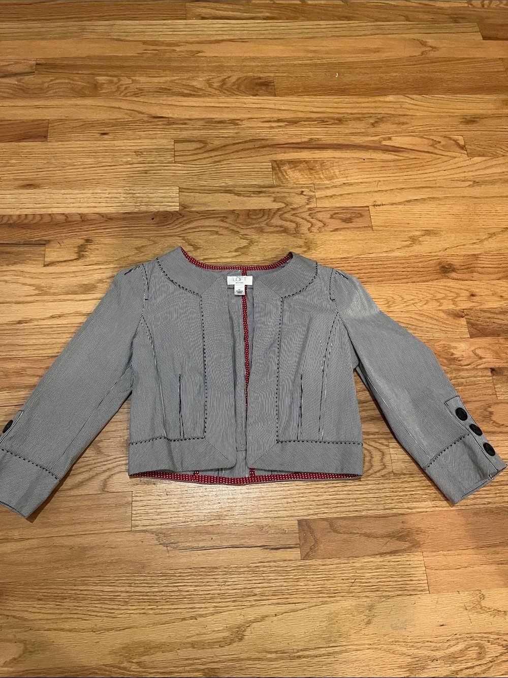 LOFT  Cropped Blazer with Red Trim